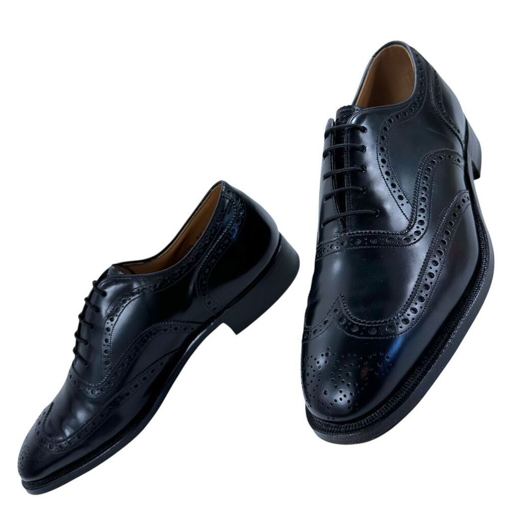 Johnston & Murphy Optima Black Leather Wing Tip Brogue Men's Size 10.5 - Picture 2 of 9